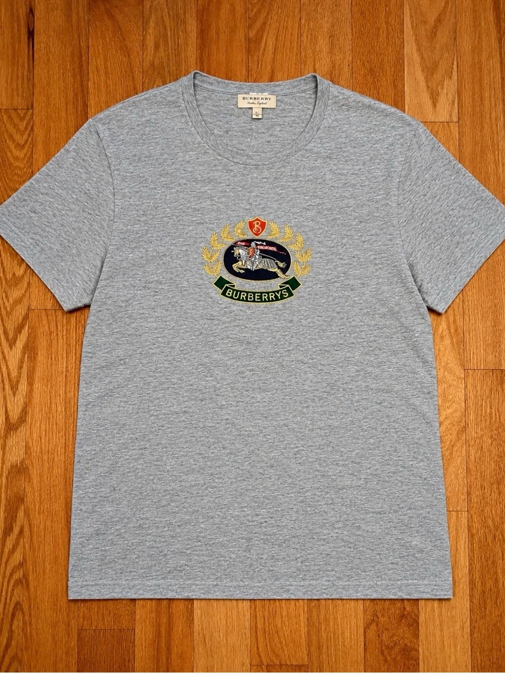 Burberry Logo Crest Emrboidered Tshirt, Size XXL